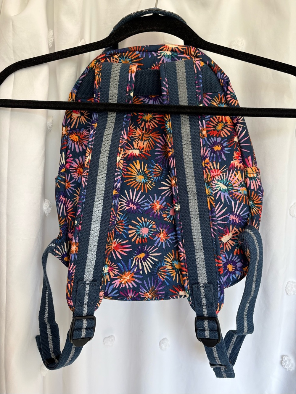 Kipling Navy Floral Backpack with Multicolor Burst Print - Picture 3 of 14
